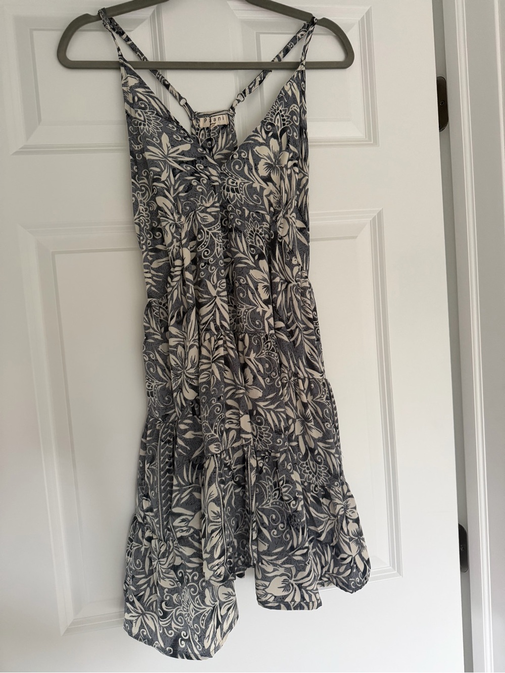 Panini Navy and Cream Floral Spaghetti-Strap Mini Dress
